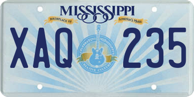 MS license plate XAQ235