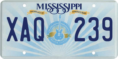 MS license plate XAQ239