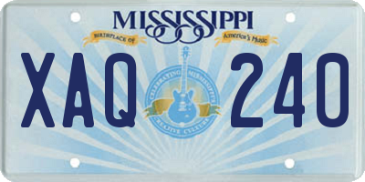 MS license plate XAQ240