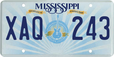 MS license plate XAQ243