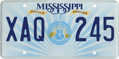 MS license plate XAQ245