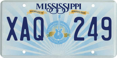 MS license plate XAQ249
