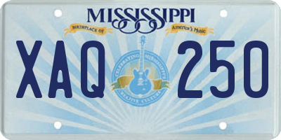 MS license plate XAQ250