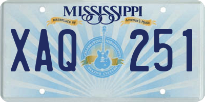 MS license plate XAQ251