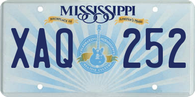 MS license plate XAQ252