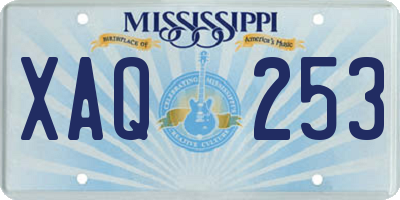 MS license plate XAQ253