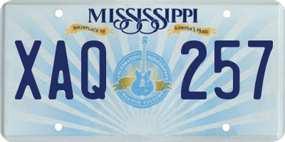 MS license plate XAQ257