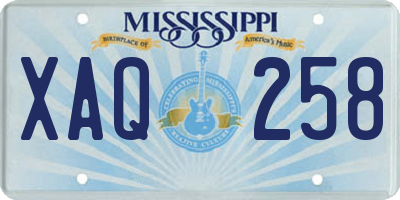 MS license plate XAQ258