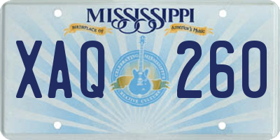 MS license plate XAQ260