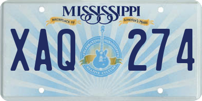 MS license plate XAQ274