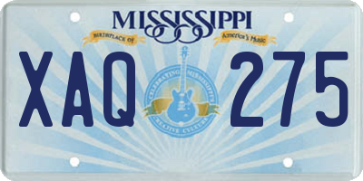 MS license plate XAQ275
