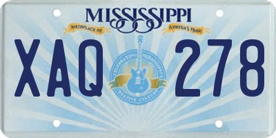 MS license plate XAQ278
