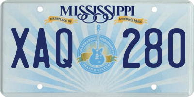 MS license plate XAQ280