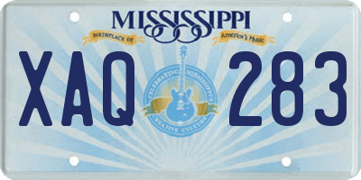 MS license plate XAQ283