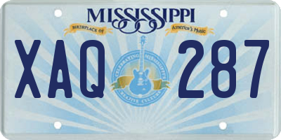 MS license plate XAQ287