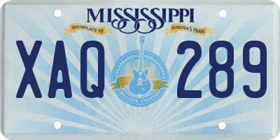 MS license plate XAQ289