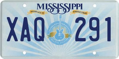 MS license plate XAQ291