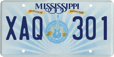 MS license plate XAQ301