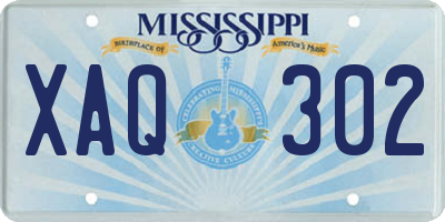 MS license plate XAQ302