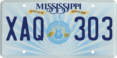 MS license plate XAQ303