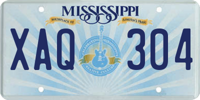 MS license plate XAQ304