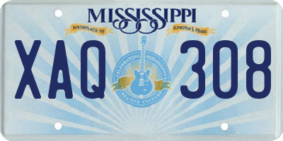 MS license plate XAQ308