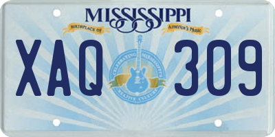 MS license plate XAQ309