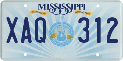 MS license plate XAQ312