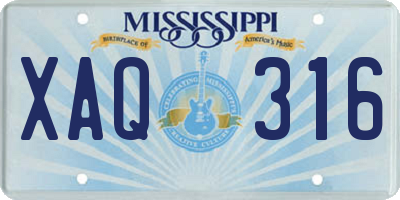 MS license plate XAQ316
