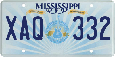 MS license plate XAQ332