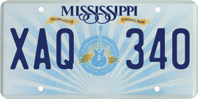 MS license plate XAQ340