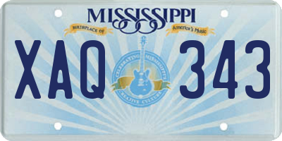 MS license plate XAQ343