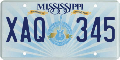 MS license plate XAQ345