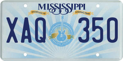 MS license plate XAQ350