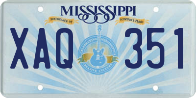MS license plate XAQ351