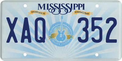 MS license plate XAQ352