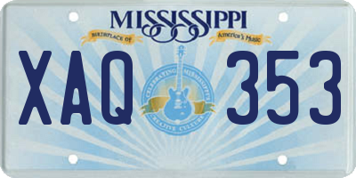 MS license plate XAQ353