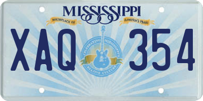 MS license plate XAQ354