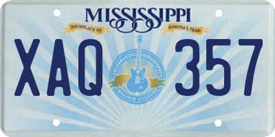 MS license plate XAQ357