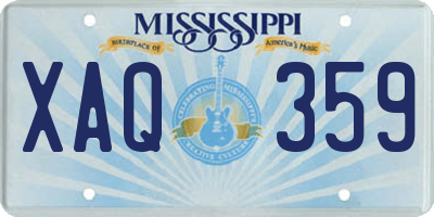 MS license plate XAQ359