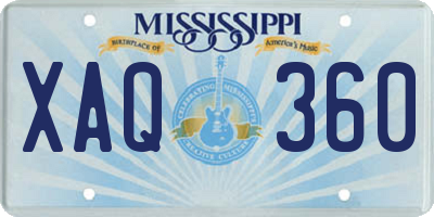 MS license plate XAQ360