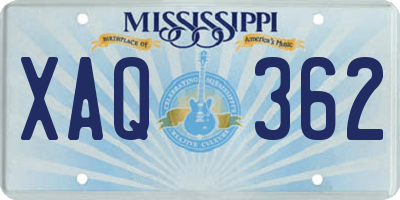 MS license plate XAQ362