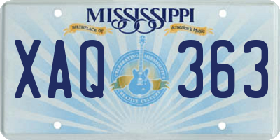 MS license plate XAQ363