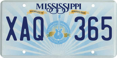 MS license plate XAQ365