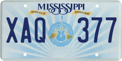 MS license plate XAQ377