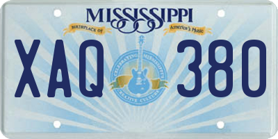 MS license plate XAQ380