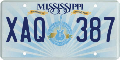 MS license plate XAQ387