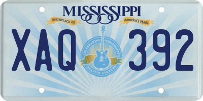MS license plate XAQ392
