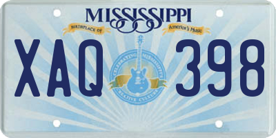 MS license plate XAQ398