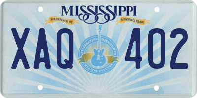 MS license plate XAQ402